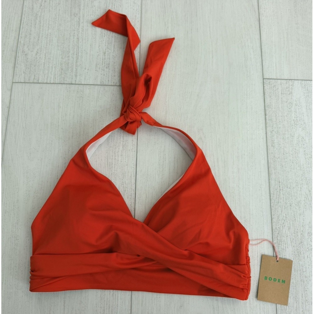 NWT Boden Halter Bikini Top Sz 8 Orange